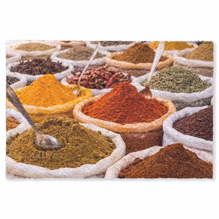 Teppich - Kräuter – Markt – Essen - Kruiden - Markt - Eten Vloerkleed Rechthoek klein
