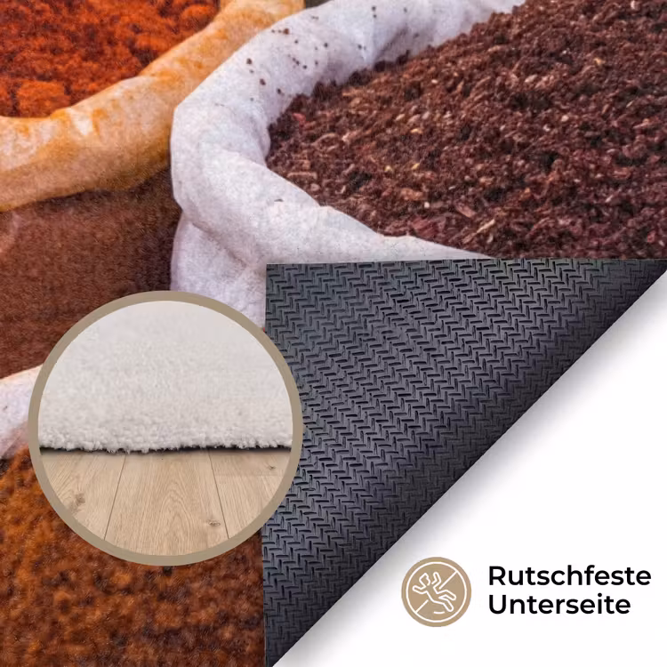 Teppich - Kräuter – Markt – Essen - Kruiden - Markt - Eten Vloerkleed Rechthoek klein