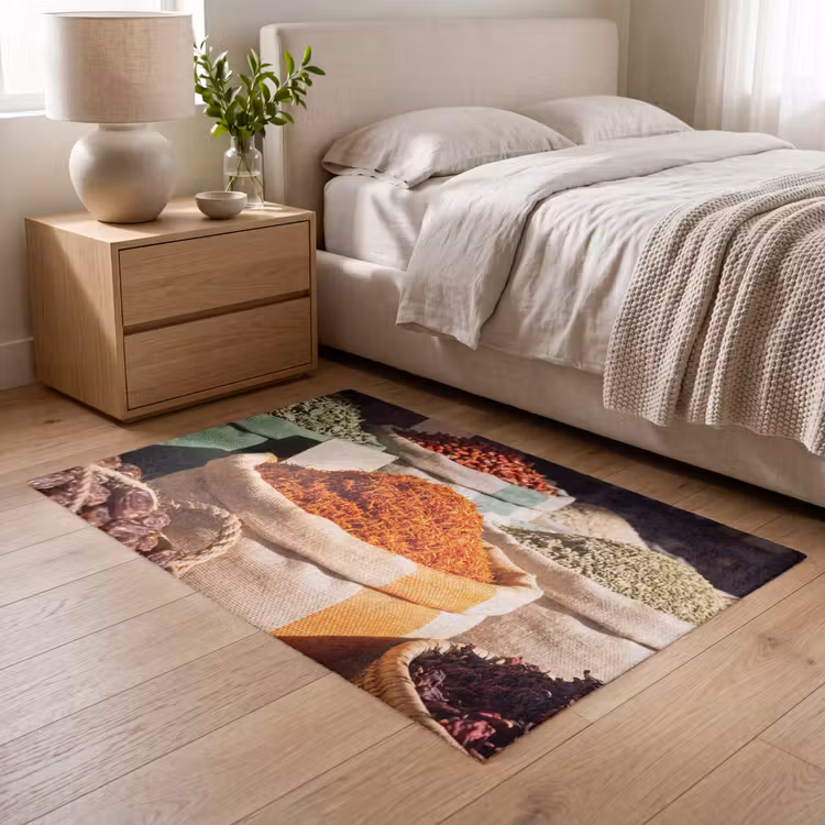 Teppich - Kräuter – Markt – Farbenfroh - Kruiden - Markt - Kleurrijk Vloerkleed Rechthoek klein
