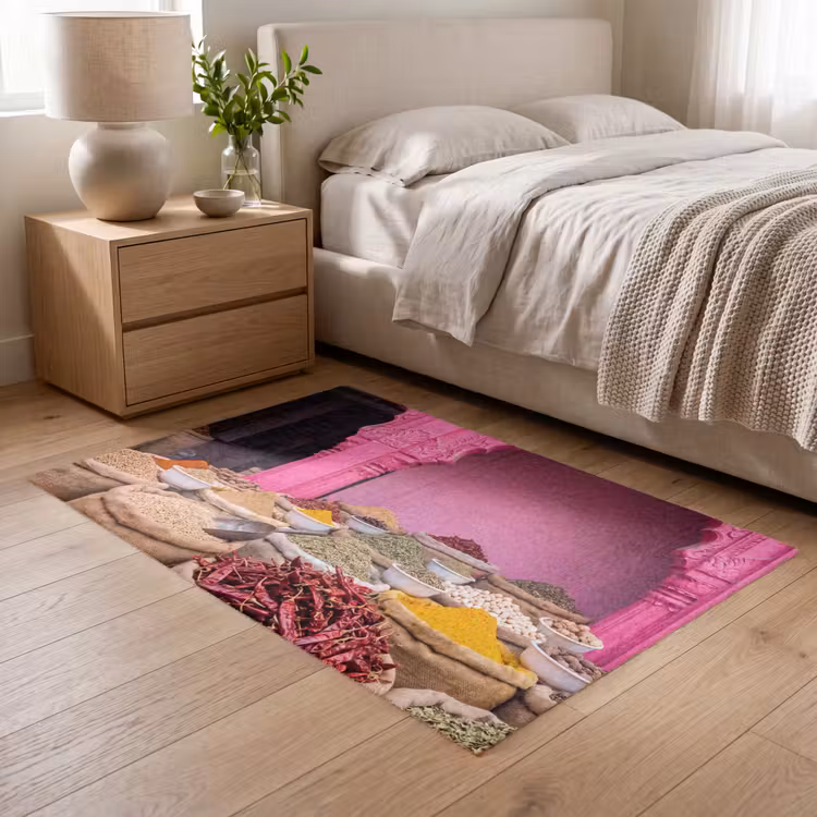 Teppich - Kräuter – Markt – Rosa - Kruiden - Markt - Roze Vloerkleed Rechthoek klein