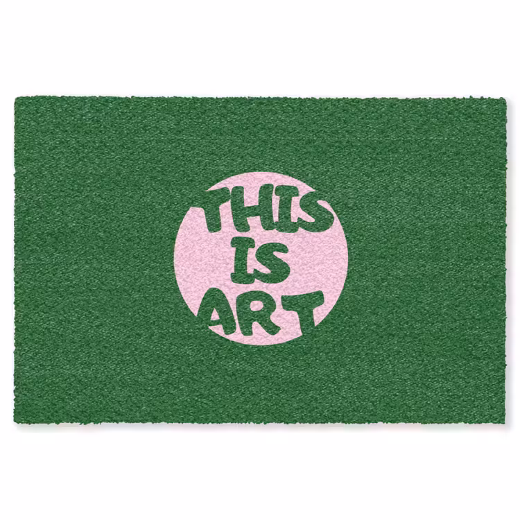 Cirkel - Roze - Tekst - Art Vloerkleed Rechthoek klein -3d