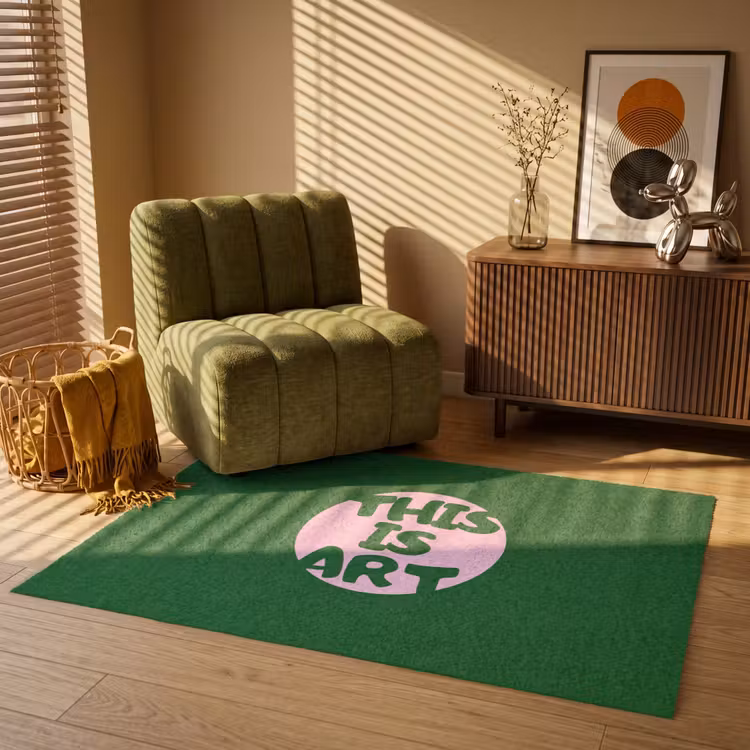 Cirkel - Roze - Tekst - Art Vloerkleed Rechthoek klein -atmosphere_sfeer1_global