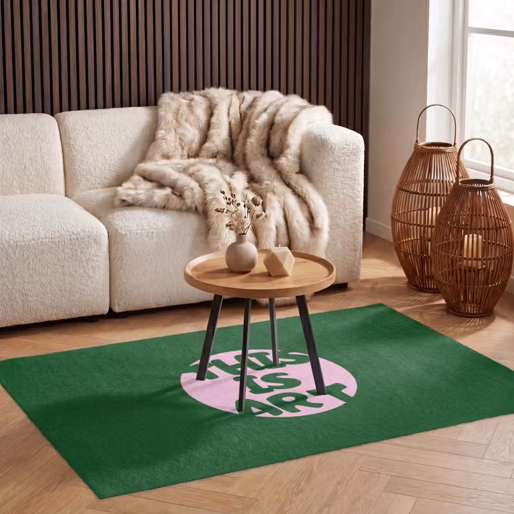 Cirkel - Roze - Tekst - Art Vloerkleed Rechthoek klein -atmosphere_sfeer2_global