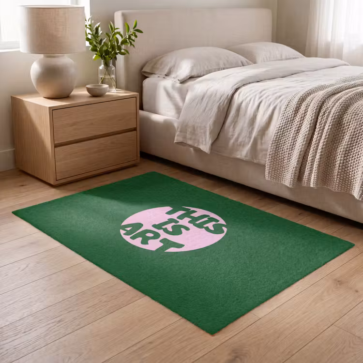 Cirkel - Roze - Tekst - Art Vloerkleed Rechthoek klein -atmosphere_sfeer3_global