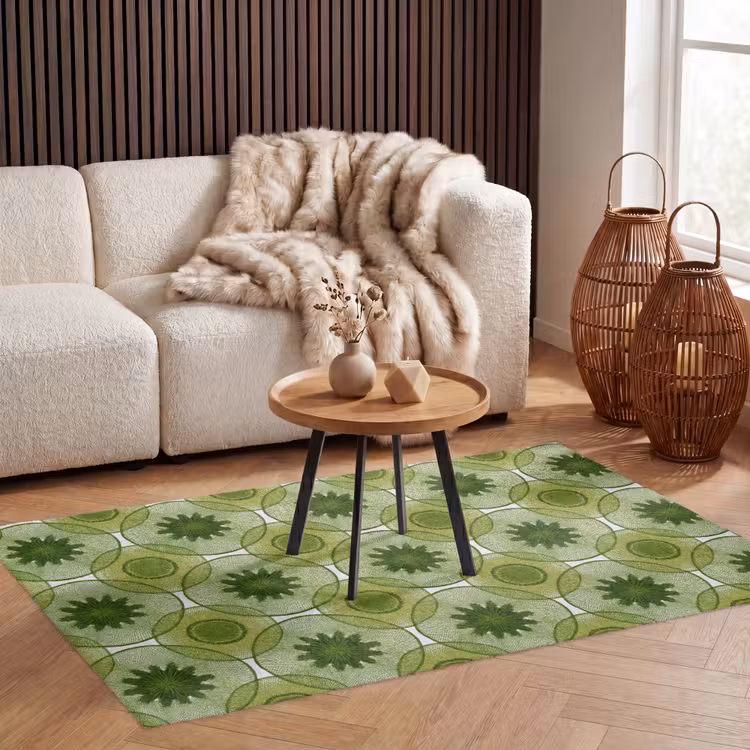 Cirkels - Patroon - Groen Vloerkleed Rechthoek klein 1091 -atmosphere_sfeer2_global