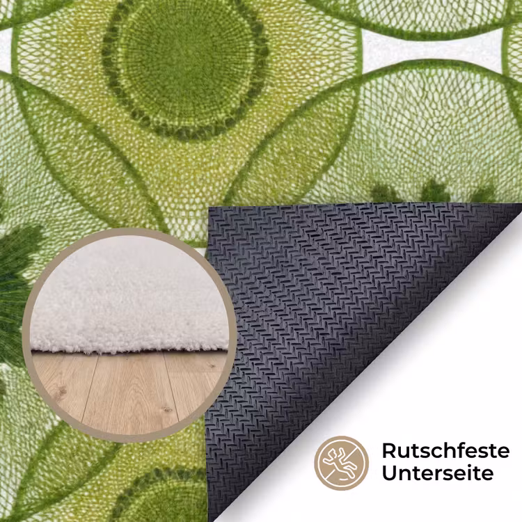 Cirkels - Patroon - Groen Vloerkleed Rechthoek klein 1091 -uniquesellingpoint_antislip_DE_DE
