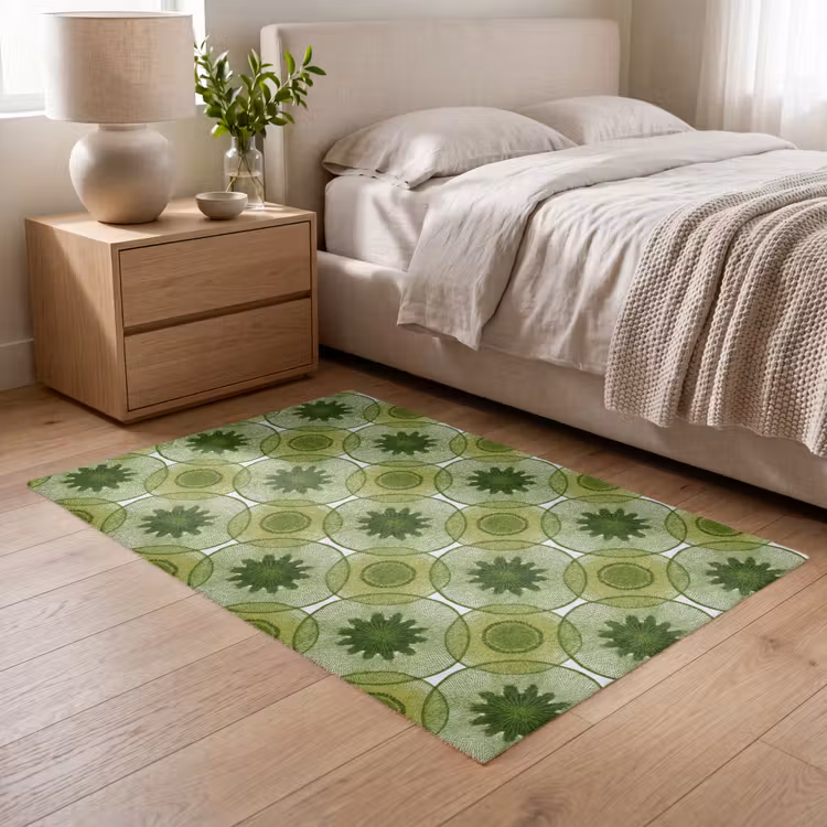 Cirkels - Patroon - Groen Vloerkleed Rechthoek klein 1091 -atmosphere_sfeer3_global