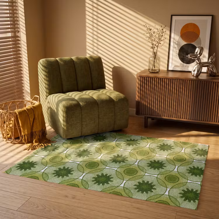 Cirkels - Patroon - Groen Vloerkleed Rechthoek klein 1091 -atmosphere_sfeer1_global