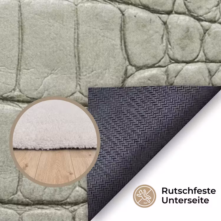 Krokodillenleer - Schubben - Groen Vloerkleed Rechthoek klein -uniquesellingpoint_antislip_DE_DE