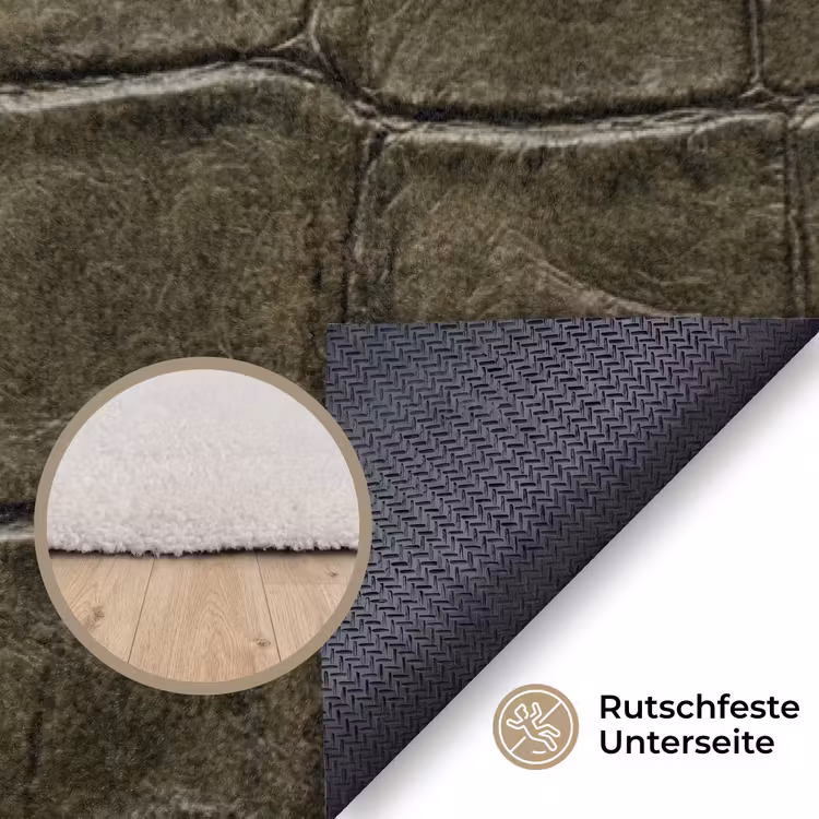 Krokodillenleer - Structuur - Groen Vloerkleed Rechthoek klein -uniquesellingpoint_antislip_DE_DE