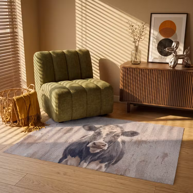 Koe - Portret - Dieren - Modern Vloerkleed Rechthoek klein -atmosphere_sfeer1_global