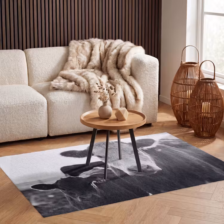 Koeien - Zwart - Wit Vloerkleed Rechthoek klein -atmosphere_sfeer2_global