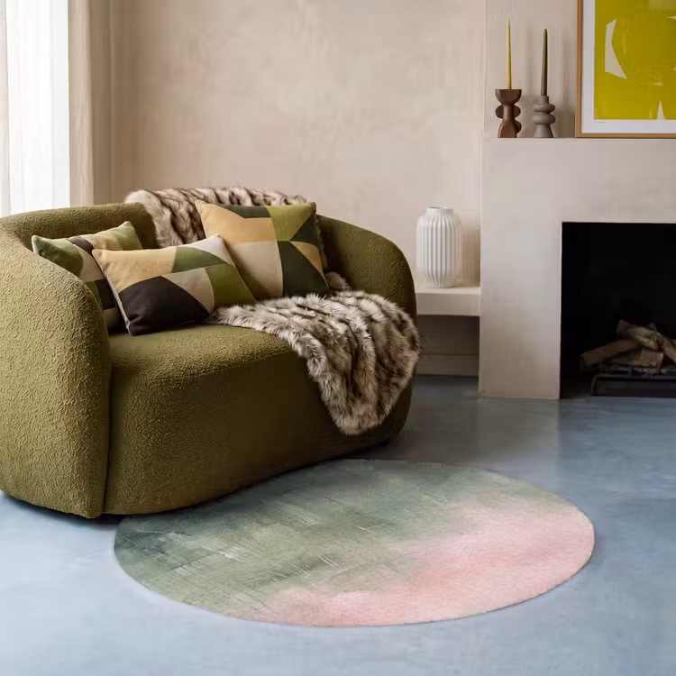 Teppich - Kunst – Abstrakt – Modern – Grün – Rosa - Kunst - Abstract - Modern - Groen - Roze Vloerkleed Rond klein