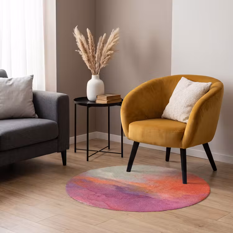 Teppich - Kunst – Fließend – Übergänge – Orange - Kunst - Vloeiend - Overgangen - Oranje Vloerkleed Rond klein