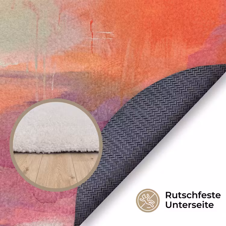 Teppich - Kunst – Fließend – Übergänge – Orange - Kunst - Vloeiend - Overgangen - Oranje Vloerkleed Rond klein