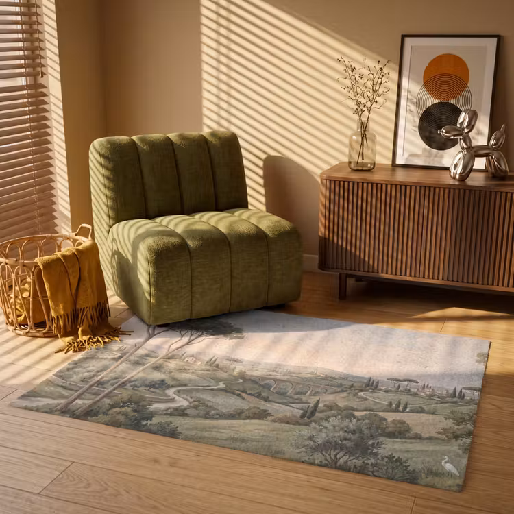 Landschap - Heuvels - Zandpad - Groen Vloerkleed Rechthoek klein -atmosphere_sfeer1_global