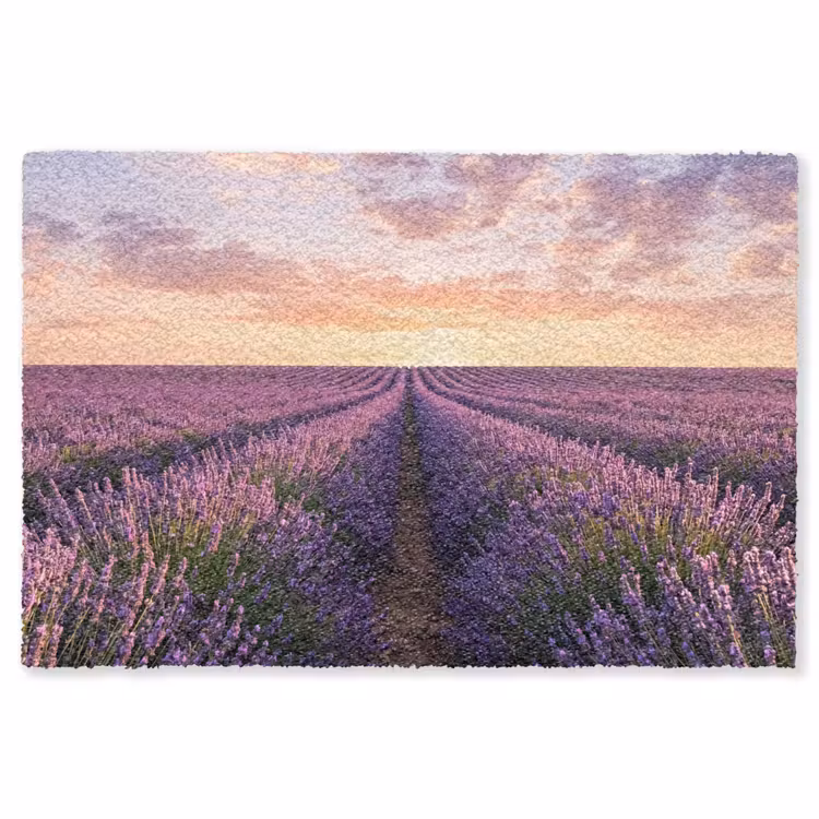 Landschap - Lavendelveld - Paars Vloerkleed Rechthoek klein -3d