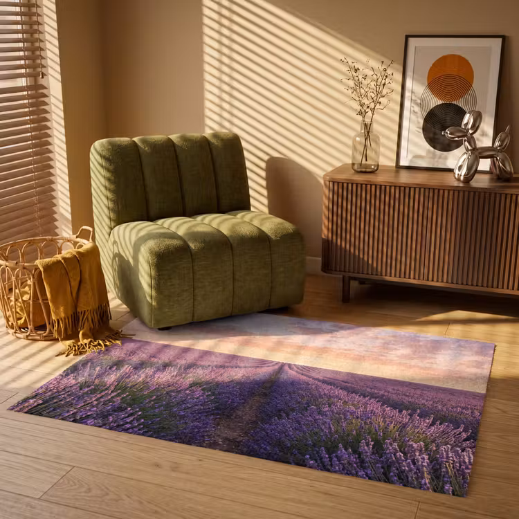 Landschap - Lavendelveld - Paars Vloerkleed Rechthoek klein -atmosphere_sfeer1_global