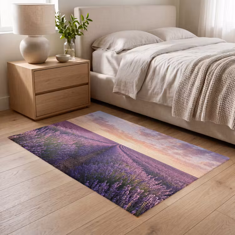 Landschap - Lavendelveld - Paars Vloerkleed Rechthoek klein -atmosphere_sfeer3_global