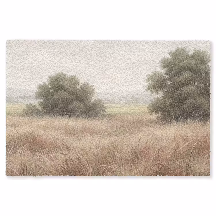 Landschap - Minimalistisch - Beige Vloerkleed Rechthoek klein -3d