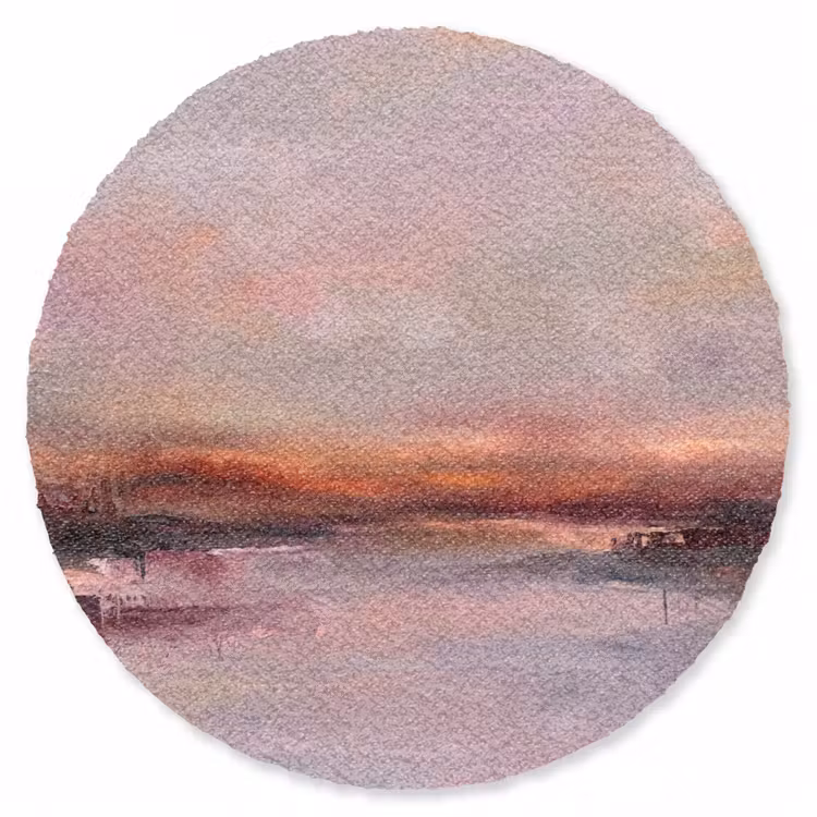 Teppich - Landschaft – Sonnenuntergang – Abstrakt – Modern – Rosa - Landschap - Zonsondergang - Abstract - Modern - Roze Vloerkleed Rond klein