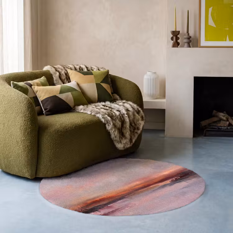 Teppich - Landschaft – Sonnenuntergang – Abstrakt – Modern – Rosa - Landschap - Zonsondergang - Abstract - Modern - Roze Vloerkleed Rond klein