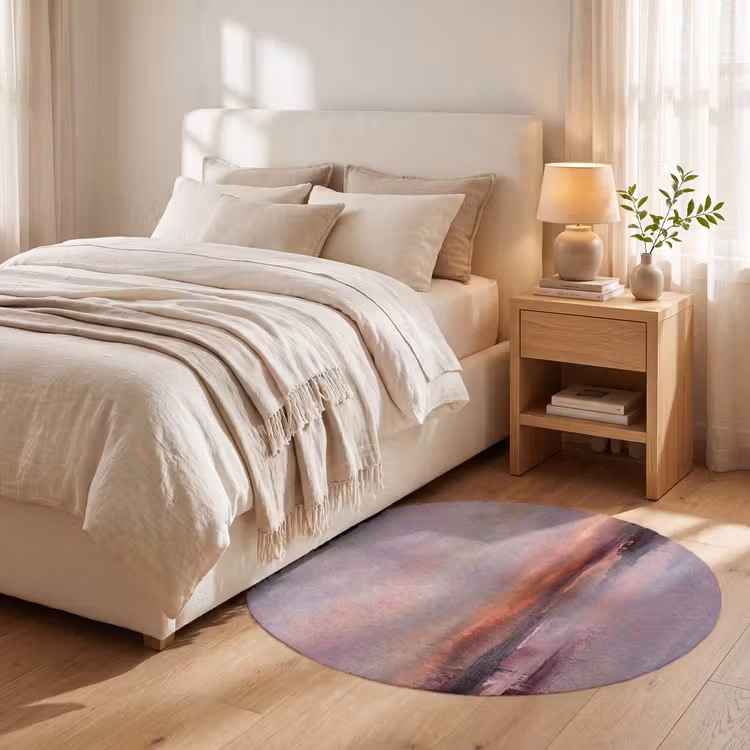 Teppich - Landschaft – Sonnenuntergang – Abstrakt – Modern – Rosa - Landschap - Zonsondergang - Abstract - Modern - Roze Vloerkleed Rond klein