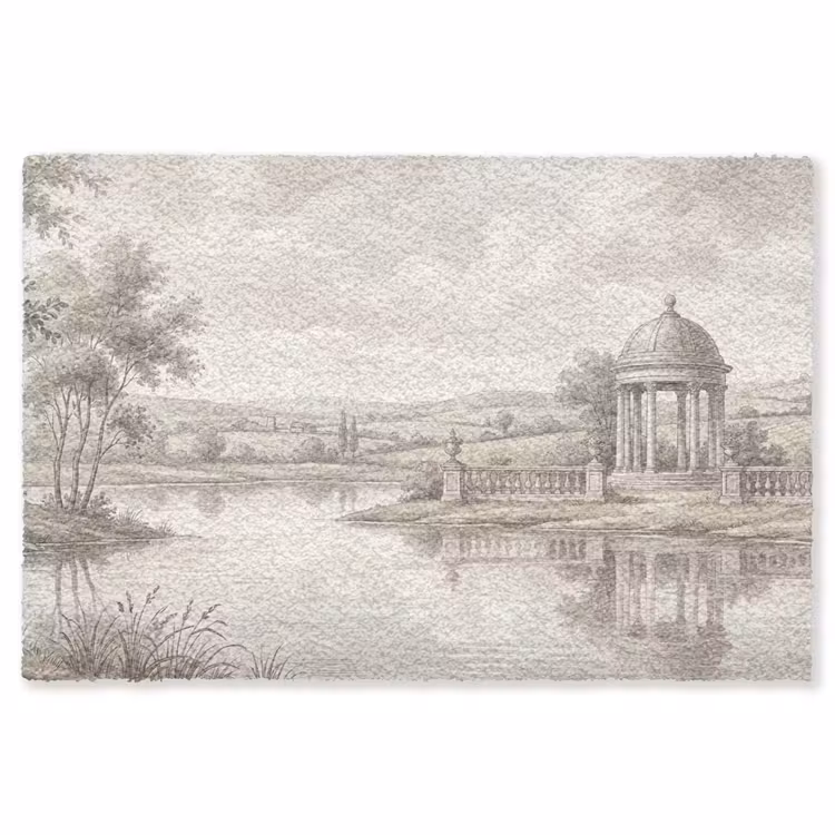 Landschap - Water - Natuur - Sepia Vloerkleed Rechthoek klein -3d
