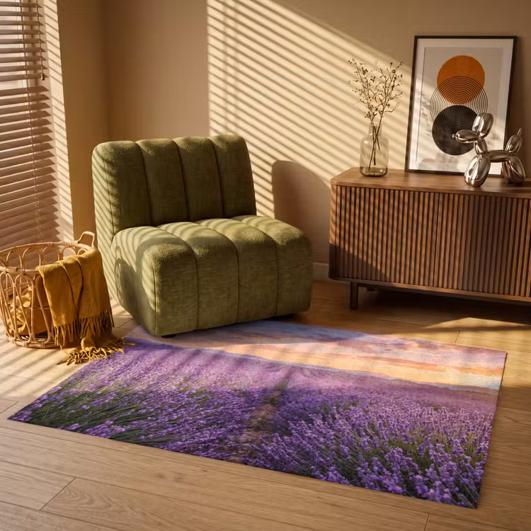 Lavendel - Veld - Natuur - Paars Vloerkleed Rechthoek klein -atmosphere_sfeer1_global