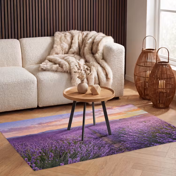 Lavendel - Veld - Natuur - Paars Vloerkleed Rechthoek klein -atmosphere_sfeer2_global