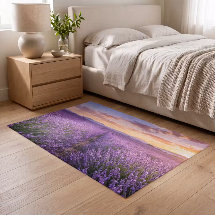 Lavendel - Veld - Natuur - Paars Vloerkleed Rechthoek klein -atmosphere_sfeer3_global