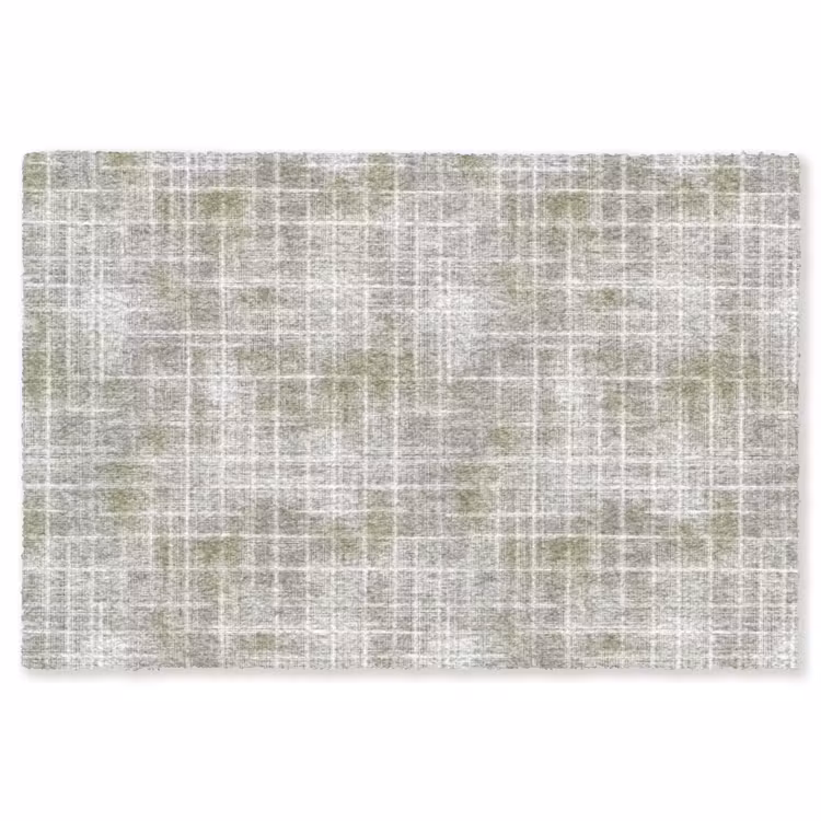 Linnen - Patroon - Groen Vloerkleed Rechthoek klein 1091 -3d