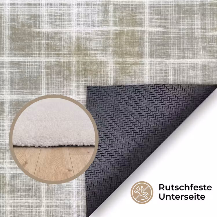 Linnen - Patroon - Groen Vloerkleed Rechthoek klein 1091 -uniquesellingpoint_antislip_DE_DE