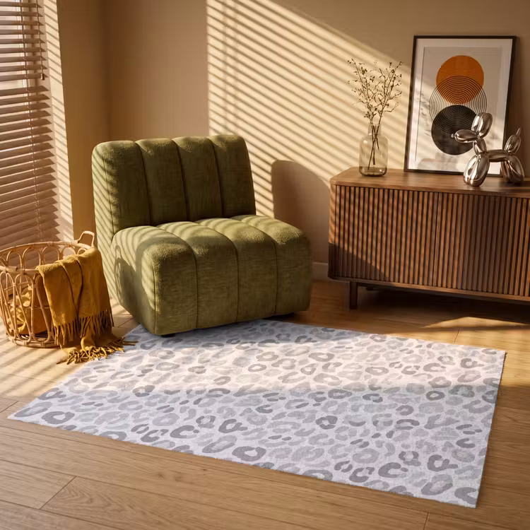 Luipaard - Motief - Grijs Vloerkleed Rechthoek klein 1091 -atmosphere_sfeer1_global