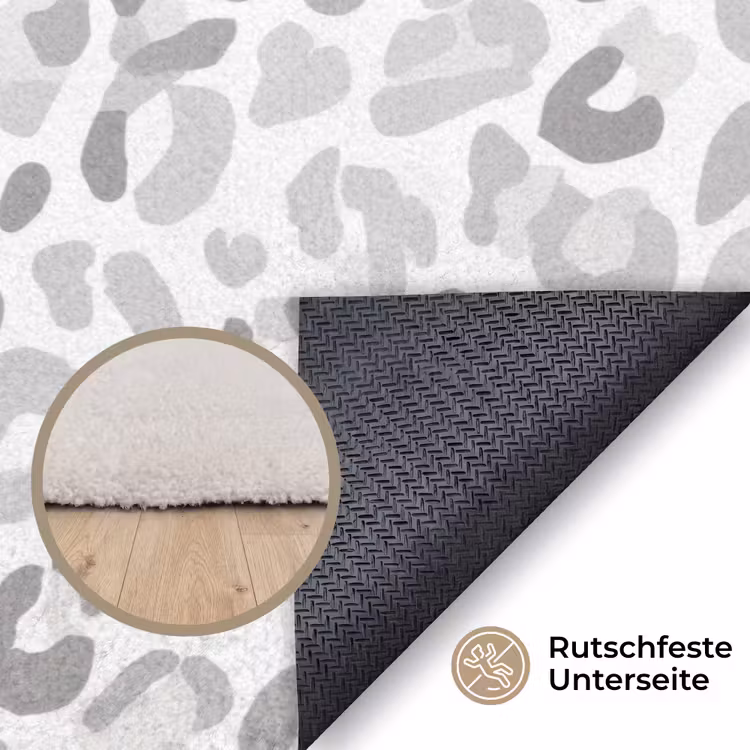 Luipaard - Motief - Grijs Vloerkleed Rechthoek klein 1091 -uniquesellingpoint_antislip_DE_DE