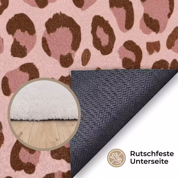 Luipaard - Patroon - Roze Vloerkleed Rechthoek klein 1091 -uniquesellingpoint_antislip_DE_DE