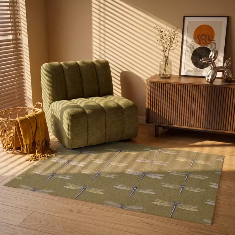 Libellen - Patroon - Groen Vloerkleed Rechthoek klein 1091 -atmosphere_sfeer1_global