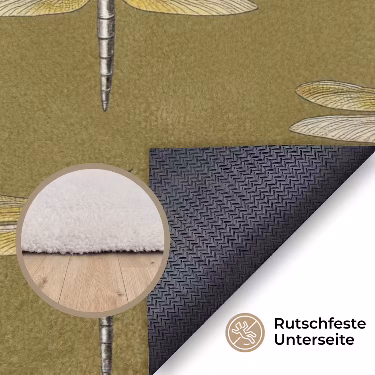 Libellen - Patroon - Groen Vloerkleed Rechthoek klein 1091 -uniquesellingpoint_antislip_DE_DE