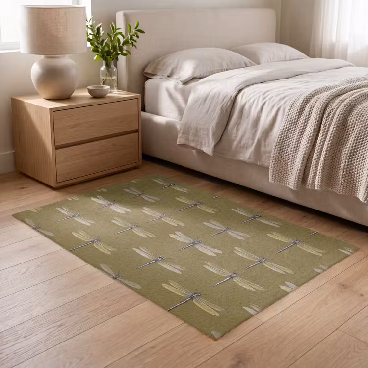 Libellen - Patroon - Groen Vloerkleed Rechthoek klein 1091 -atmosphere_sfeer3_global