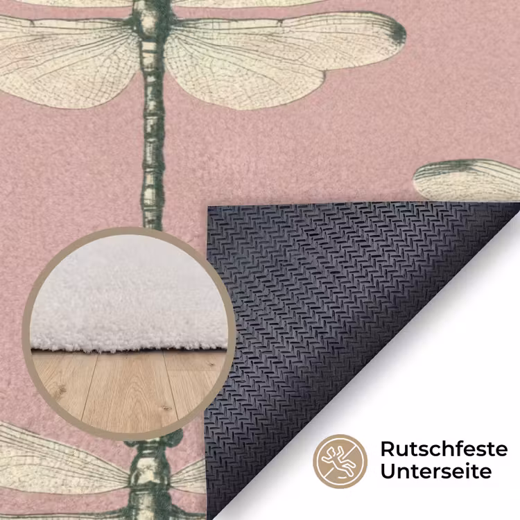 Lillibellen - Patroon - Roze Vloerkleed Rechthoek klein 1091 -uniquesellingpoint_antislip_DE_DE