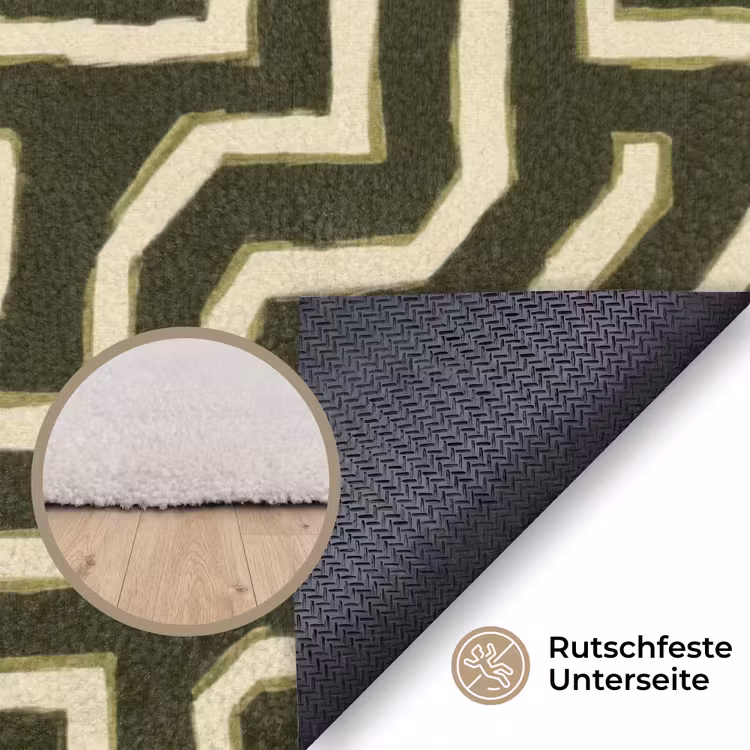Lijnen - Abstract - Groen Vloerkleed Rechthoek klein 1091 -uniquesellingpoint_antislip_DE_DE