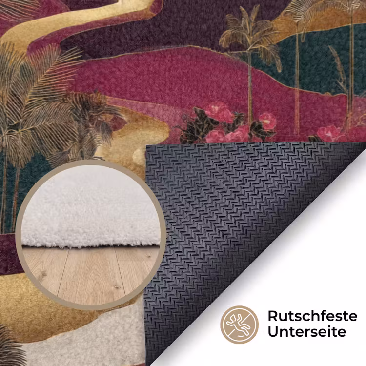 Magisch - Palmbomen - Goud Vloerkleed Rechthoek klein 1091 -uniquesellingpoint_antislip_DE_DE