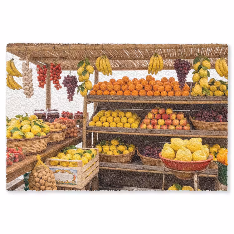 Teppich - Marktstand – Obst – Frisch - Marktkraam - Fruit - Vers Vloerkleed Rechthoek klein