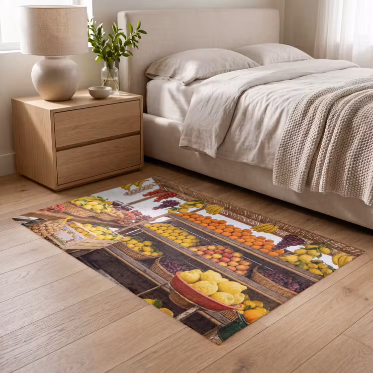 Teppich - Marktstand – Obst – Frisch - Marktkraam - Fruit - Vers Vloerkleed Rechthoek klein