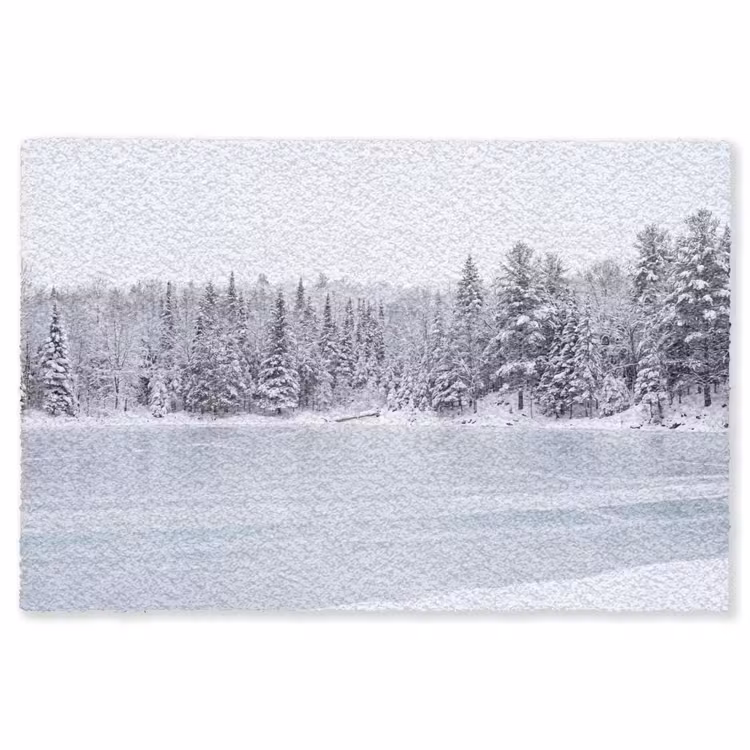 Meer - Dennen - IJs - Winter - Rustgevend Vloerkleed Rechthoek klein -3d
