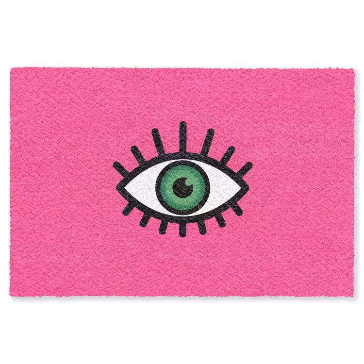 Minimalistisch - Oog - Roze Vloerkleed Rechthoek klein -3d