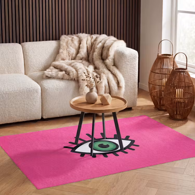Minimalistisch - Oog - Roze Vloerkleed Rechthoek klein -atmosphere_sfeer2_global