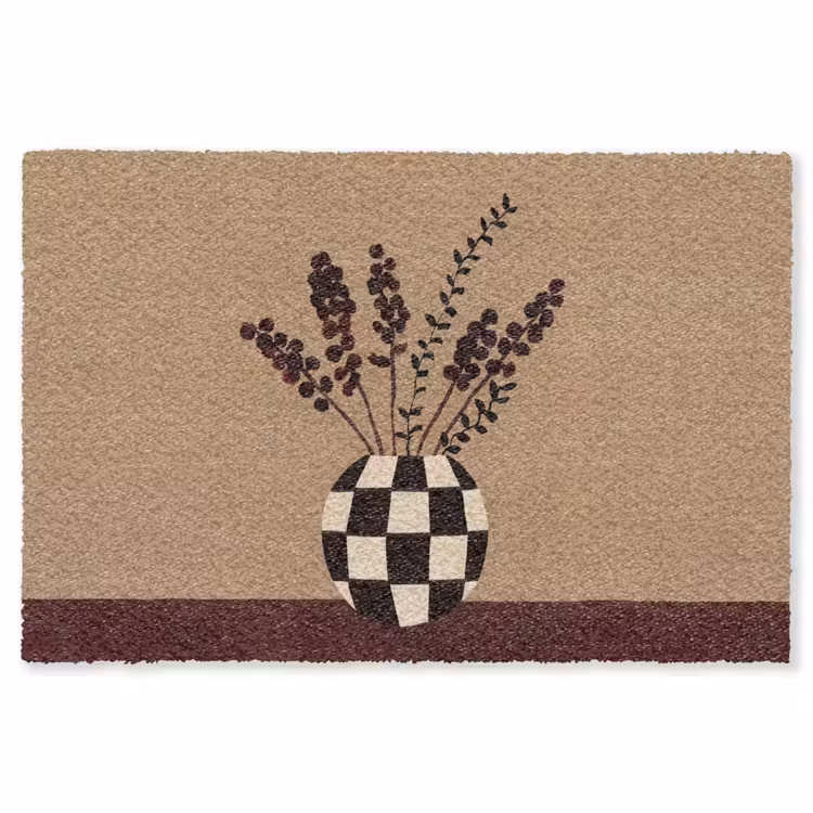 Minimalistisch - Vaas - Bloemen - Bruin Vloerkleed Rechthoek klein -3d