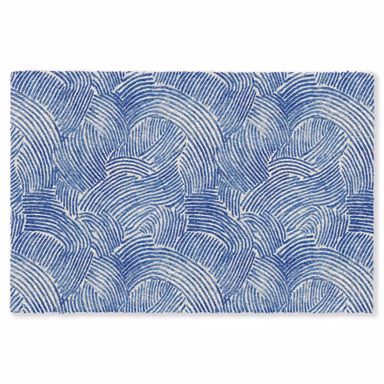 Modern - Abstract - Blauw Vloerkleed Rechthoek klein 1091 -3d