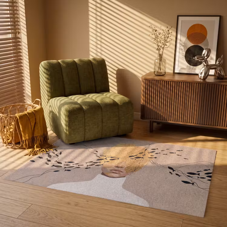 Modern - Vrouw - Goud Vloerkleed Rechthoek klein -atmosphere_sfeer1_global